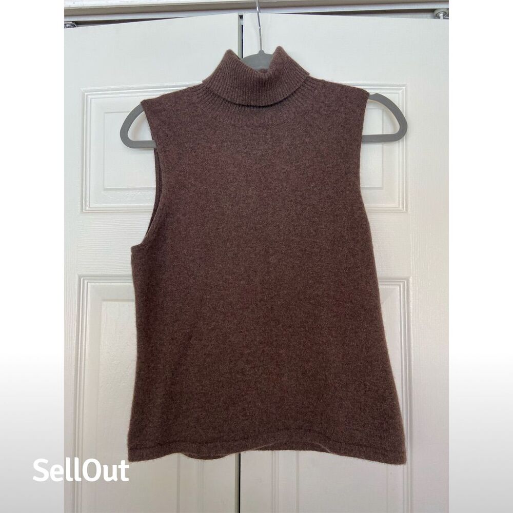 Grace Women's XL Brown Cashmere Sleeveless Turtleneck Tunic Sweater